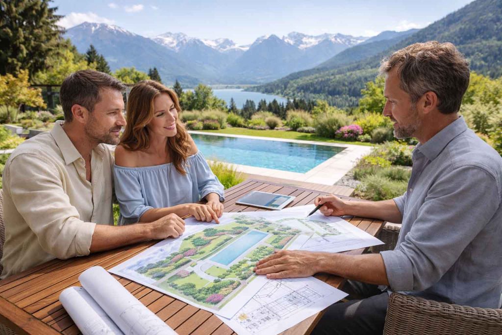 Poolbau in Villach mit moderner Poolanlage im Garten