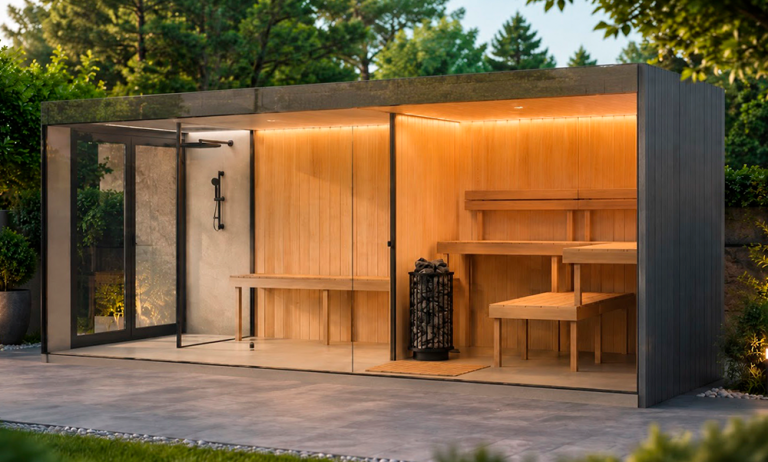 Sauna Fürst Plus mit Sauna, Dusche und Relaxraum von Perfect Pools Kärnten 2